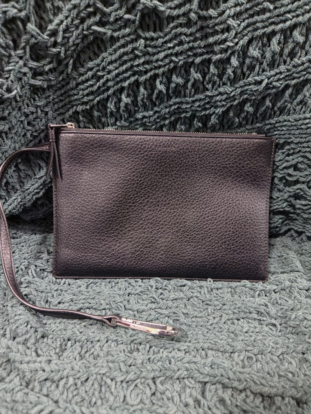 All saints Black Leather Wristlet